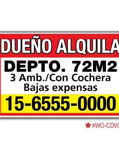 Cartel Dueño Vende / Alquila – Sin Inmobiliaria – 70 x 50 cm